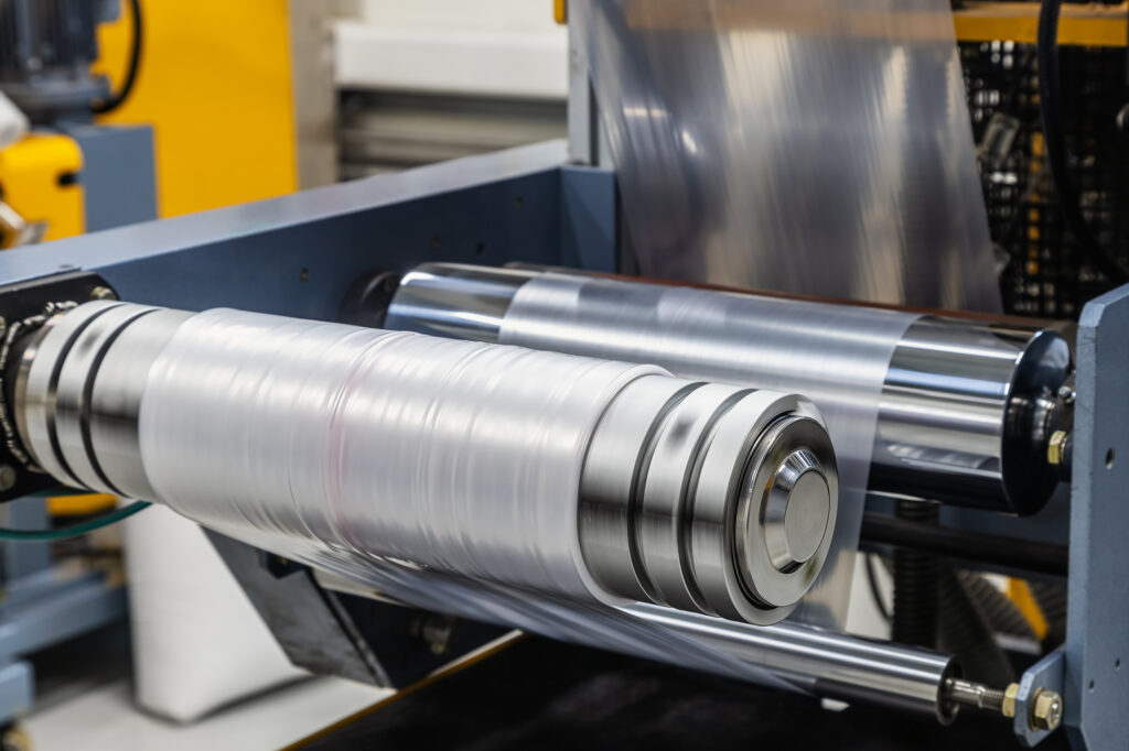 プラスチックフィルムのロールを備えた機械