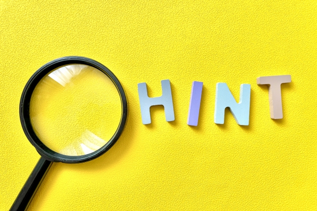 HINTという文字と虫眼鏡