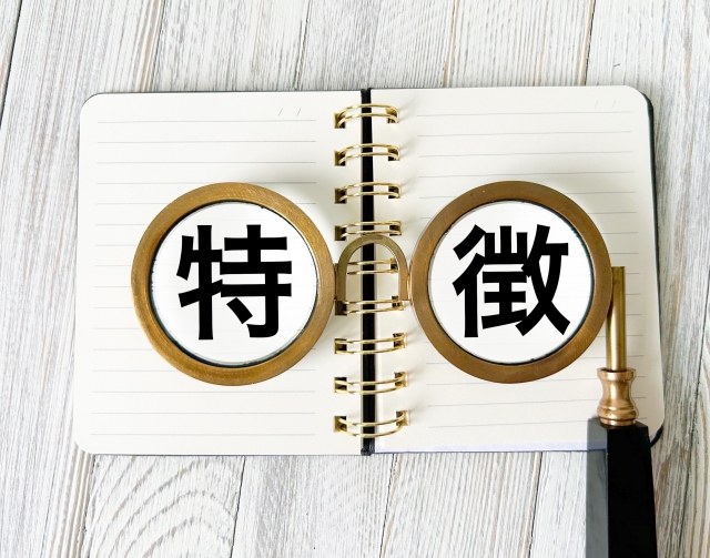 特徴の文字列と手帳